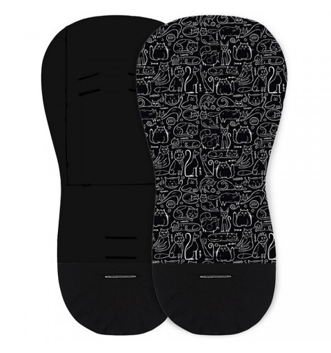 Petite&Mars Foamy - dwustronna wkładka do wózka spacerowego | Black Cats